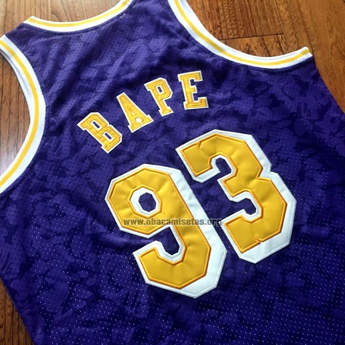 Camiseta Los Angeles Lakers Bape NO 93 Mitchell & Ness Violeta